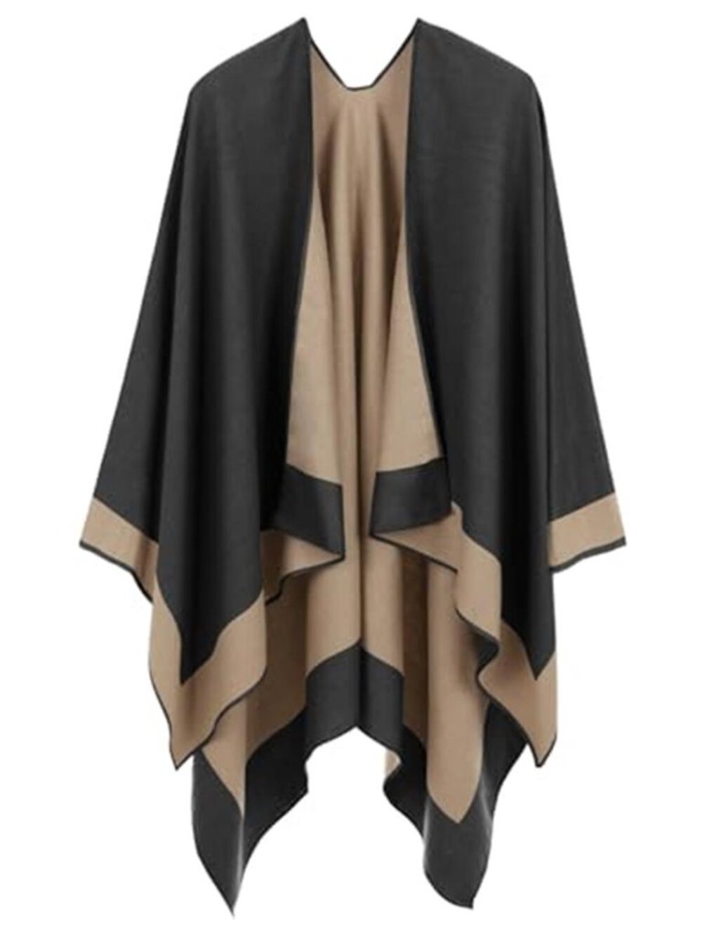 Reversible Poncho Shawl Cape Wrap Women One Size Casual Warm Fashion Layer